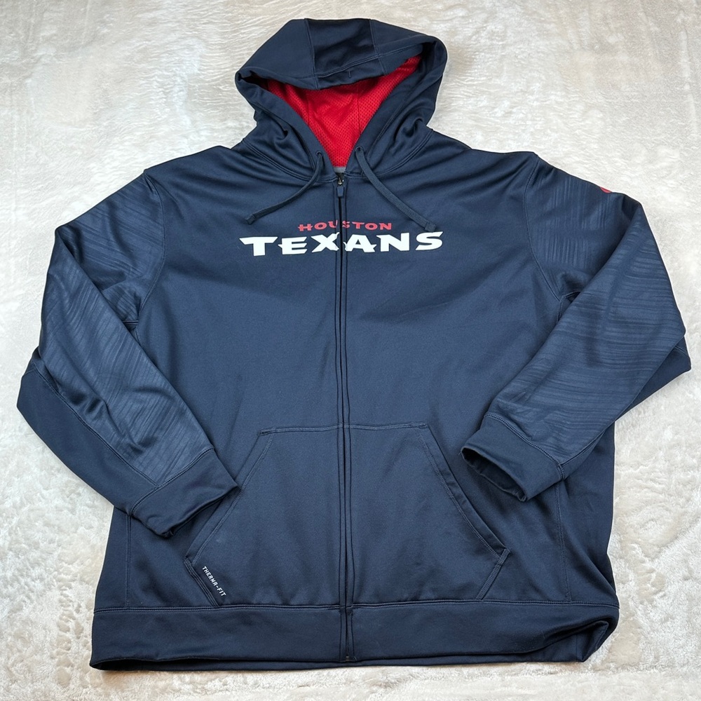 NFL Houston Texans Navy Full-Zip Hoodie with Red Lining